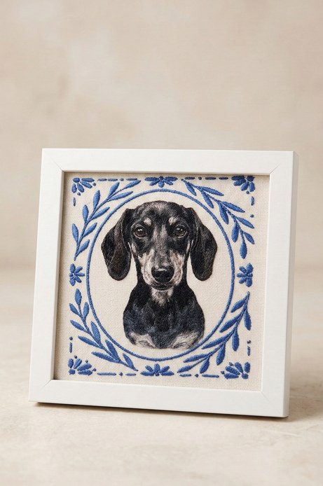 Retrato bordado dachshund